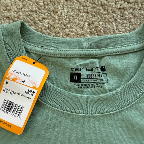Mens NEW w TAGS Lt GREEN CARHARTT Pocket t shirt XL Loose fit Short Sleeve - Picture 2 of 3